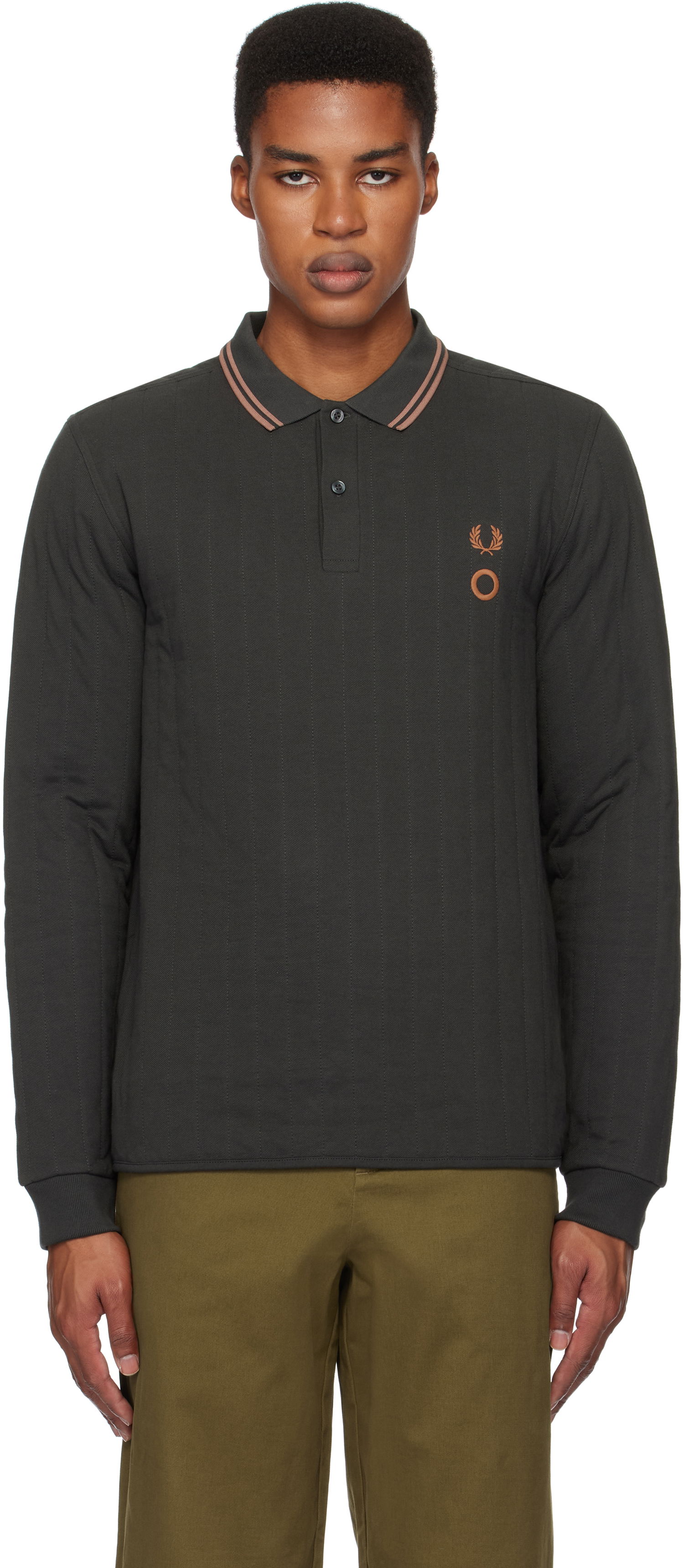 Поло тениска Craig Green Long Sleeve Quilted Polo Зелено | SM8152, 0