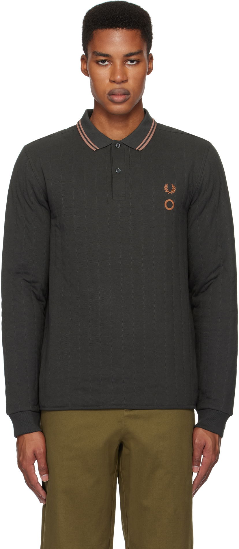 Поло тениска Craig Green Long Sleeve Quilted Polo Зелено | SM8152