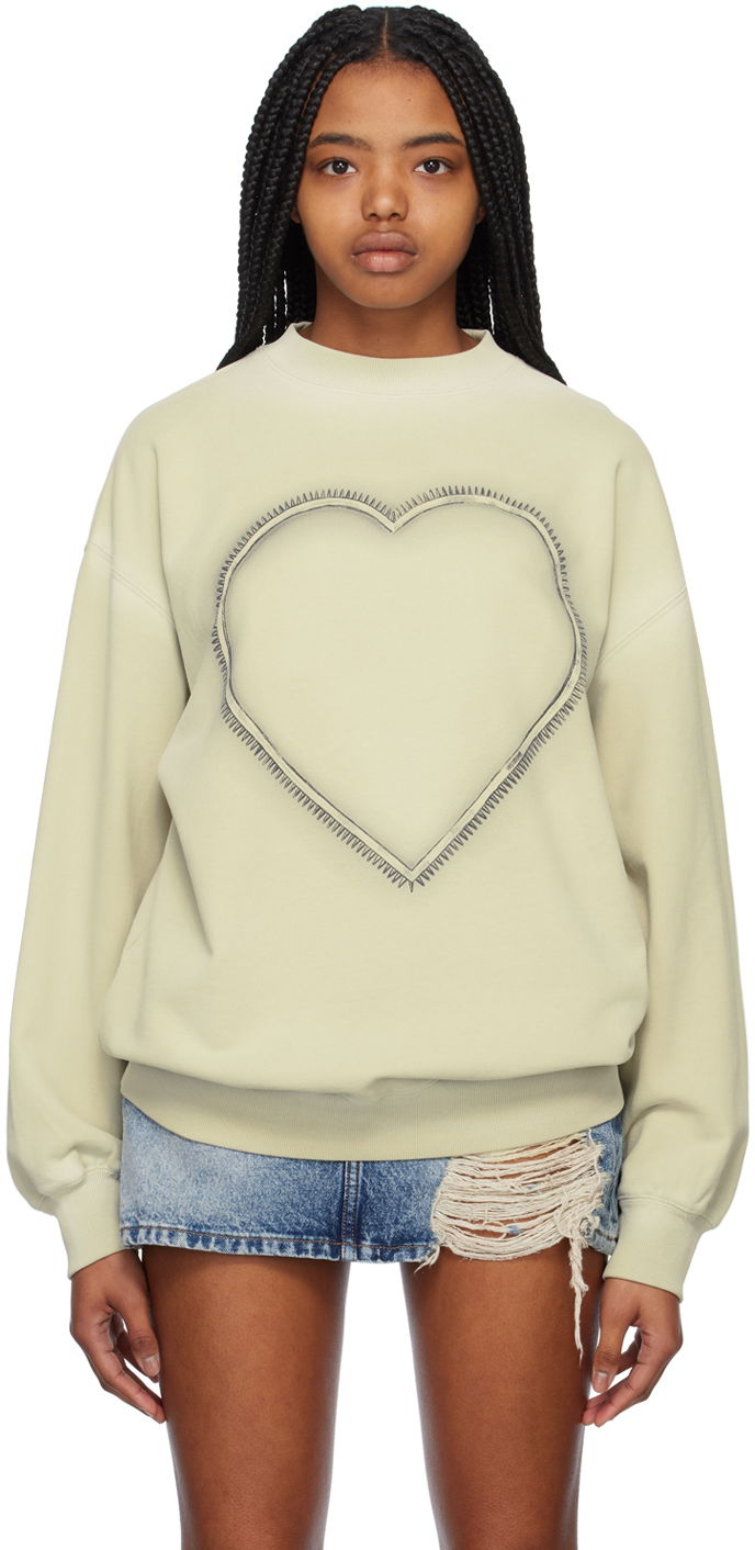 Пуловер We11done We11done Heart Choker Sweatshirt Зелено | WD-TS1-23-809-U-IV, 0