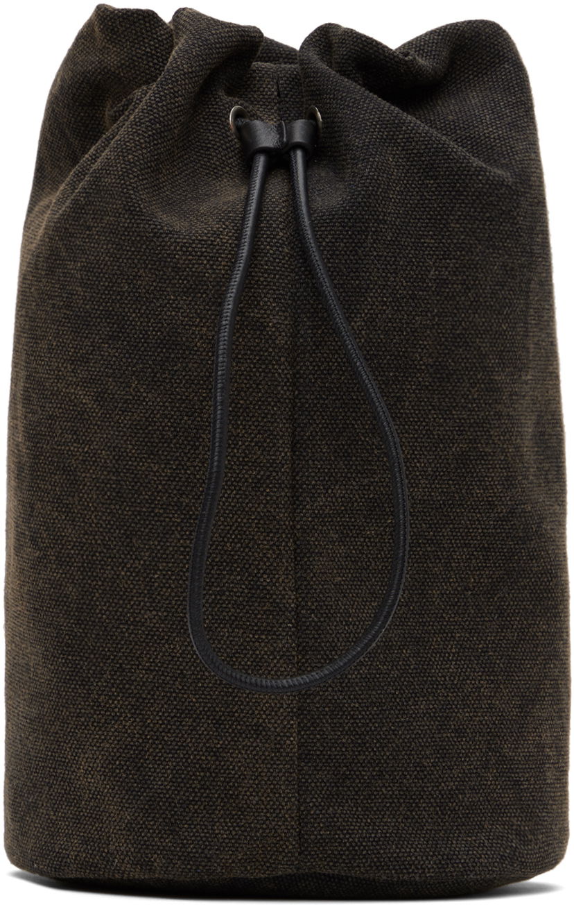 Голяма пазарска чанта The Row Drawstring Canvas Pouch Черно | W1336M-W763