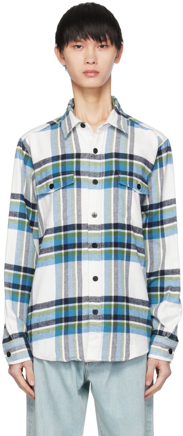 Риза Noah Herringbone Button-Up Shirt Тюркоазено | S090FW23WHT