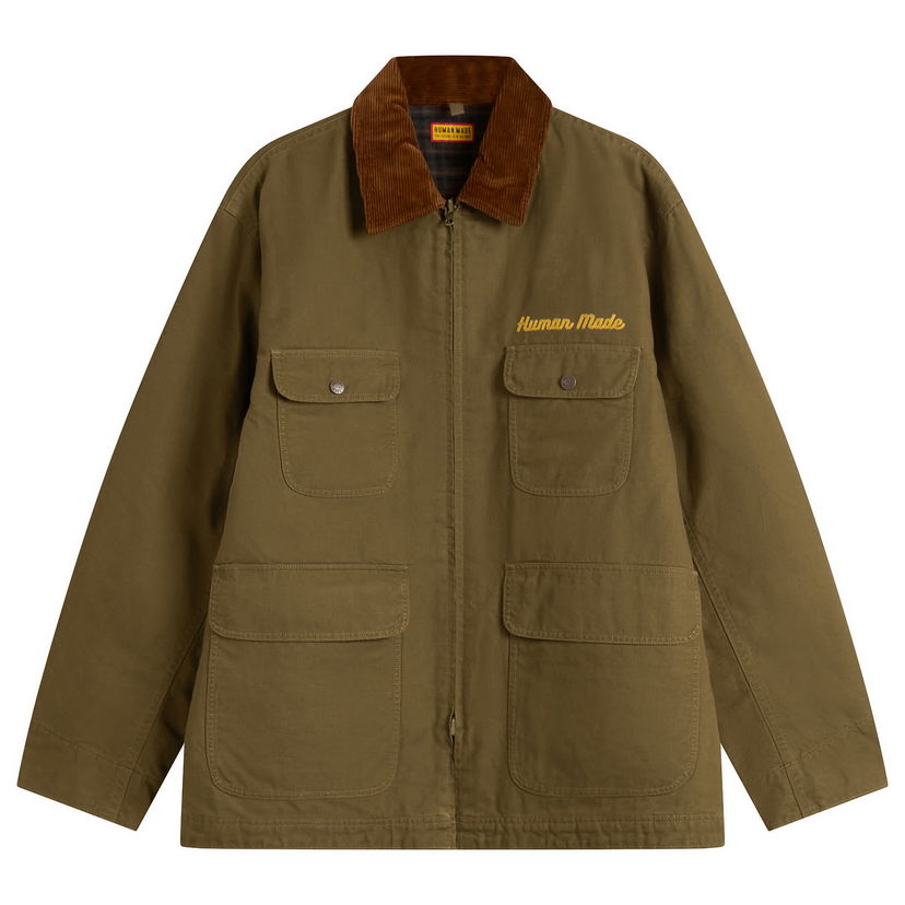 Яке Human Made Hunting Jacket with Corduroy Collar and Utility Pockets Зелено | HM30JK021-OLV