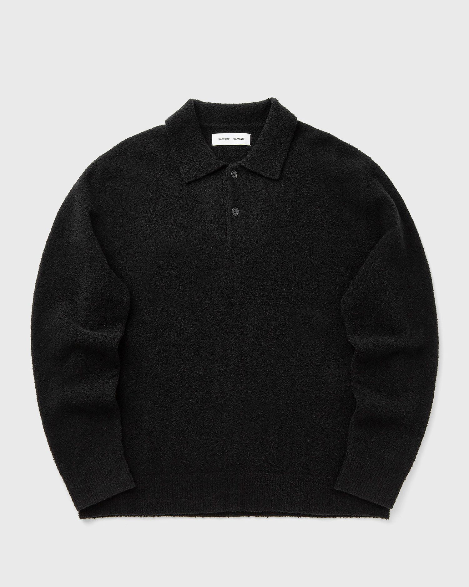 Поло тениска Samsoe Samsoe SANINO Long Sleeve Textured Knit Polo Черно | M24100093-BLACK, 1