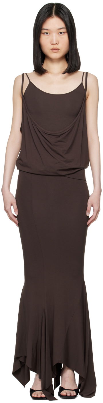 Pокля The Attico Attico Layered Midi Dress Кафяво | 247WCM121 J045, 0