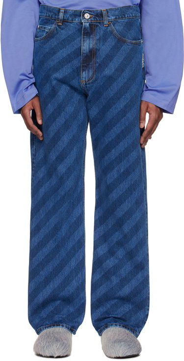 Дънки Marni Marni Wide Leg Diagonal Stripe Jeans Синьо | PUJU0021A0 USCX36, 0