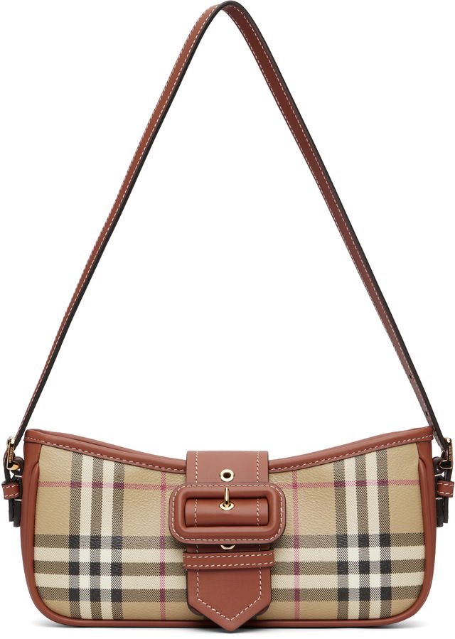 Vintage Check Canvas Sling Bag with Buckle Detail