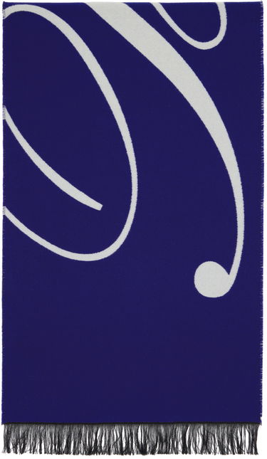 Шал Burberry Logo Wool Silk Scarf Blue / Off-White Тъмно синьо | 8079174, 0