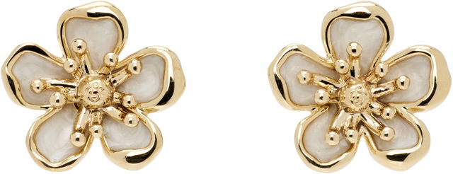 Casablanca Gold-Tone Enamel Flower Earrings