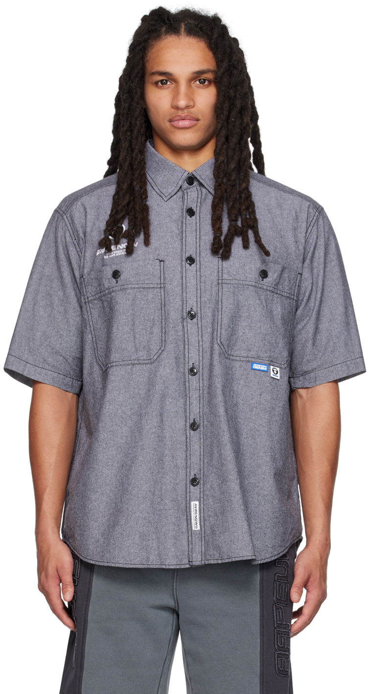 Риза AAPE by A Bathing Ape AAPE by A Bathing Ape Embroidered Shirt Сиво | AAPSRM8436XXKBKX, 0