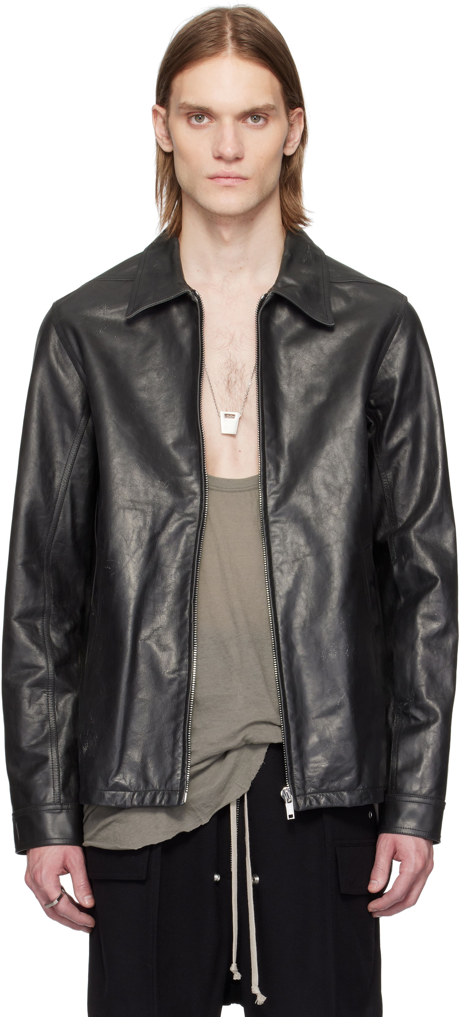 Яке Rick Owens Rick Owens Hollywood Brad Leather Jacket Черно | RU01E5764 LTP, 0