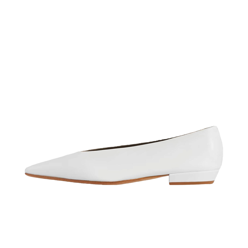 Кецове и обувки Bottega Veneta Leather Ballet Flat Бяло | 608872VBSD09122
