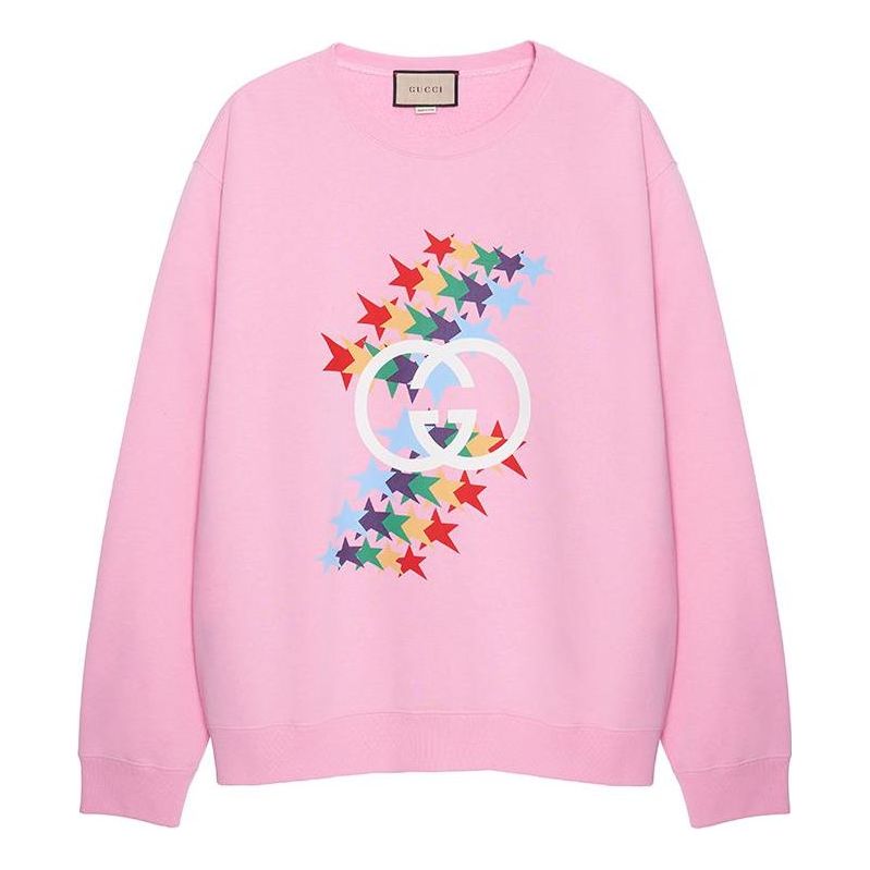 Пуловер Gucci Gucci Crewneck Sweatshirt With Stars Print Розово | 626990-XJDNK-5904, 0