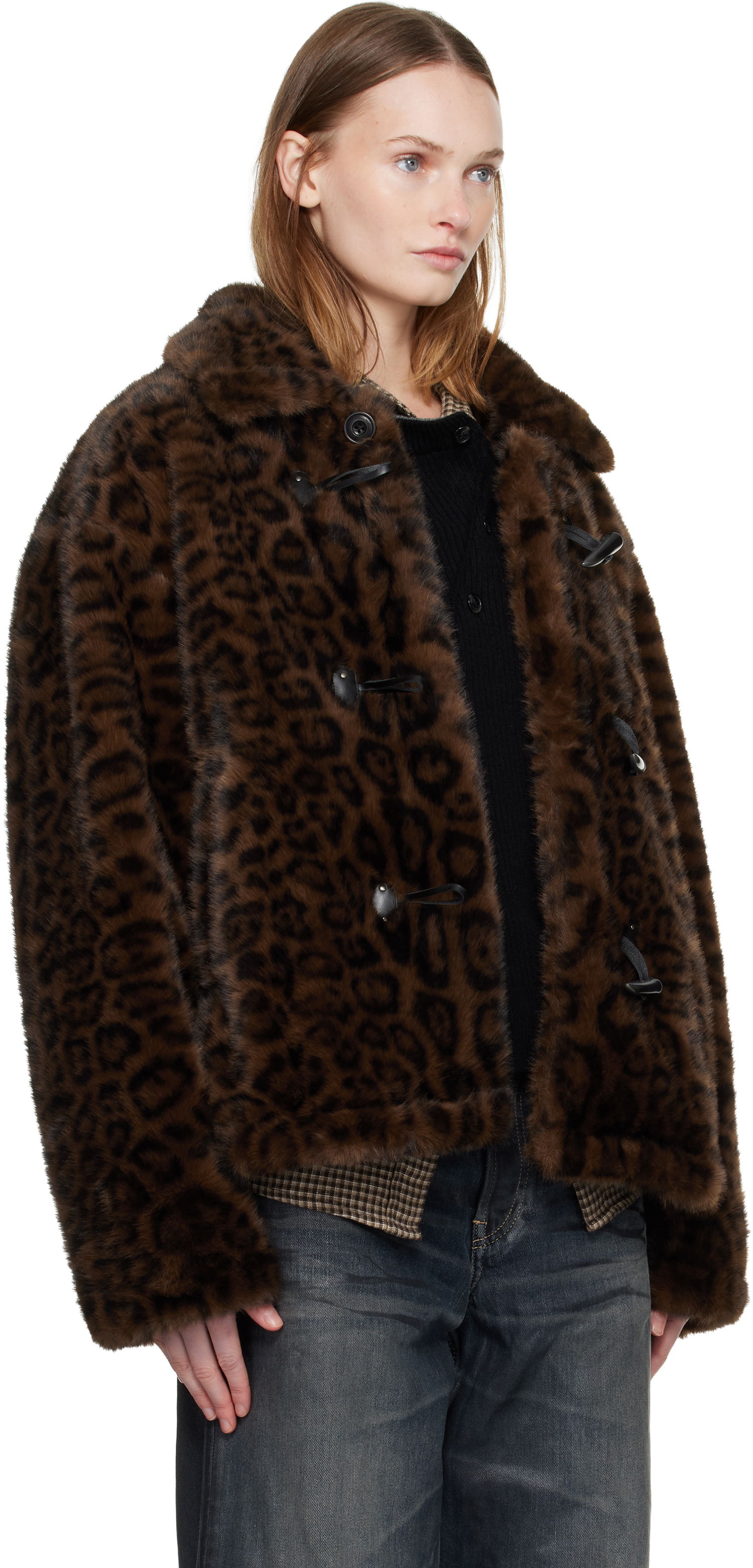 Яке Andersson Bell Andersson Bell Leopard Fur Duffle Jacket Кафяво | awa735u, 1