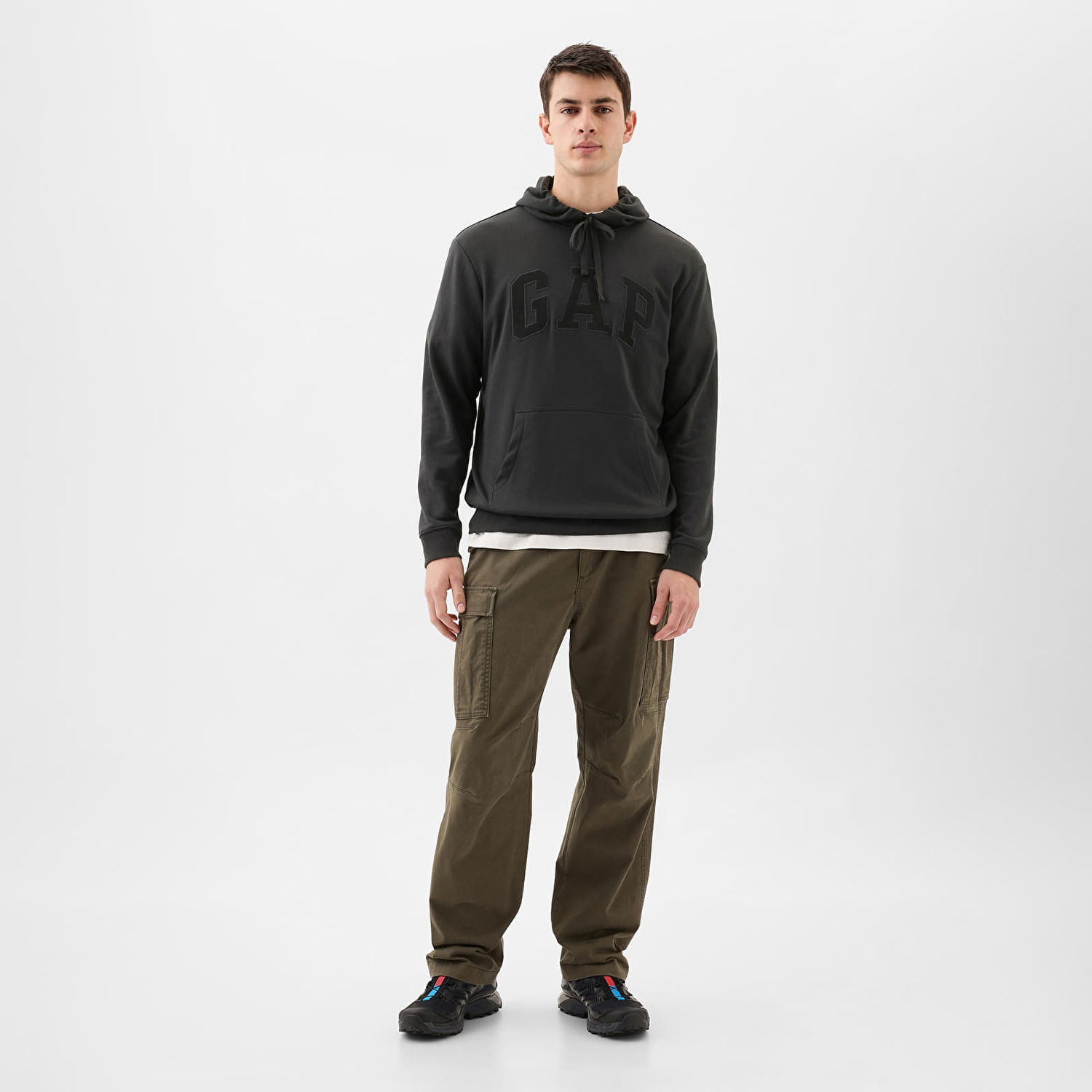Суитчър GAP French Terry Pullover Logo Hoodie Moonless Night Черно | 868453-04, 1