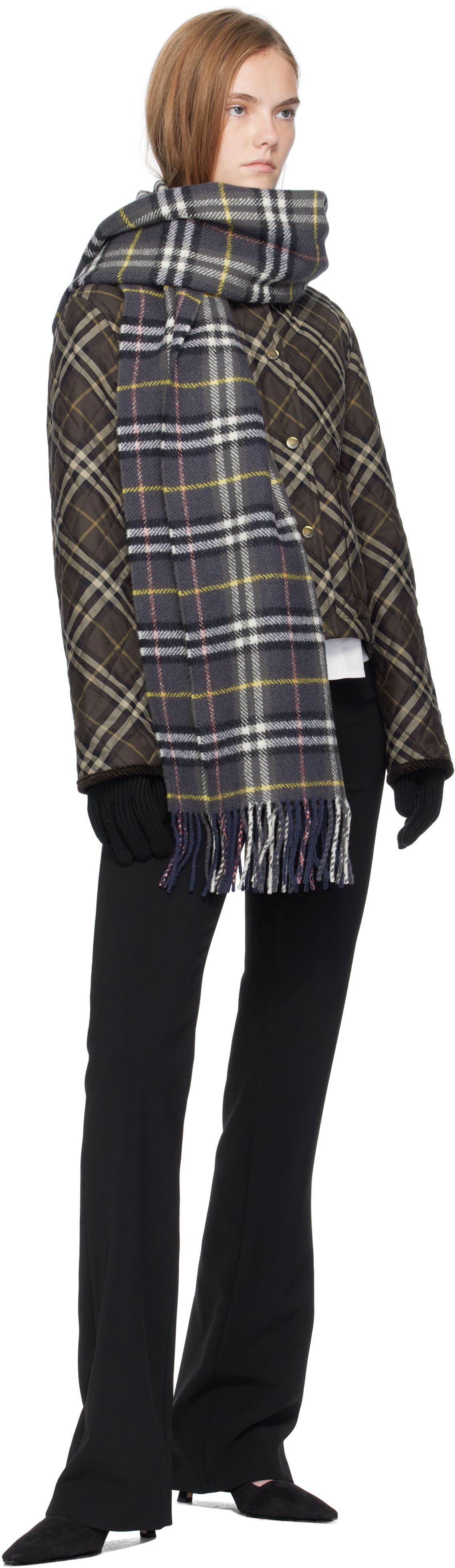 Шал Burberry Burberry British Wool Check Scarf Тъмно синьо | 8109460, 1
