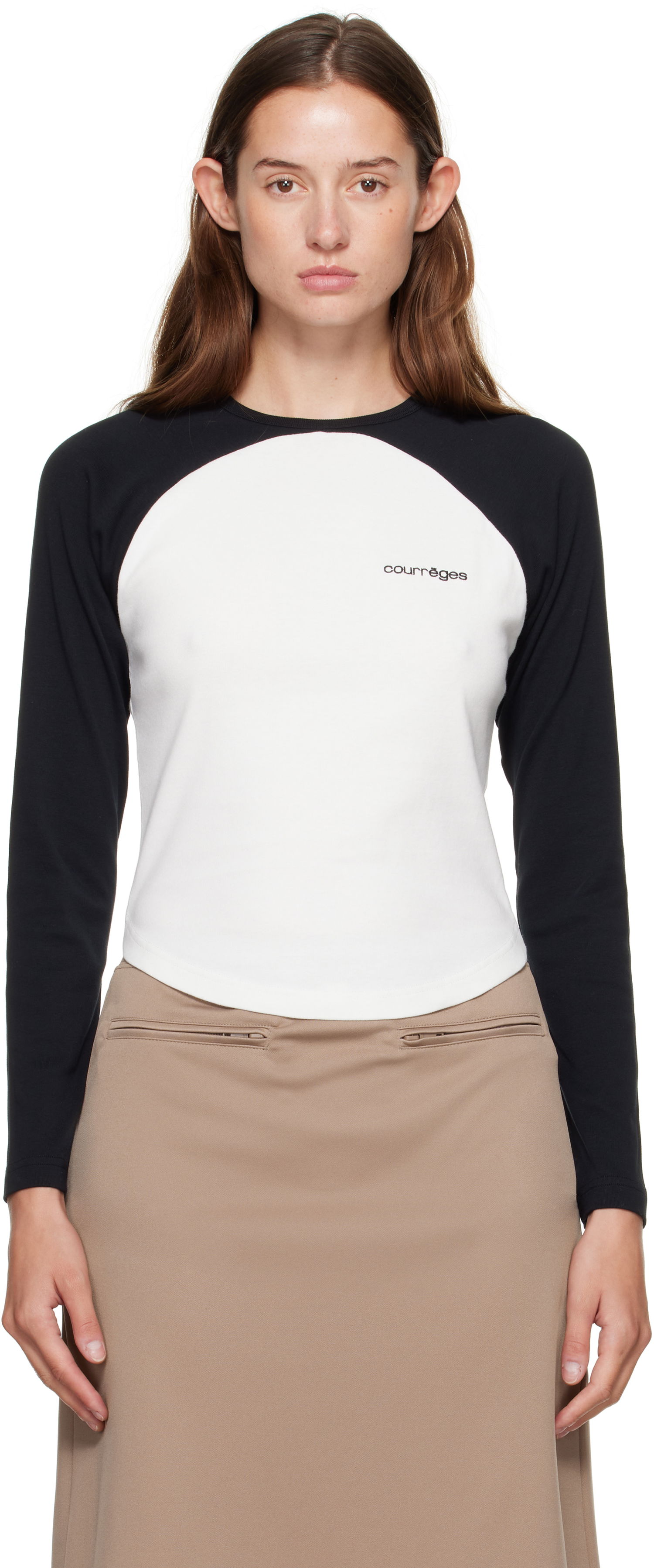 Тениска Courrèges Courrèges Circle Contrast Long Sleeve T-Shirt Черно | 325JTS228JS0203, 0