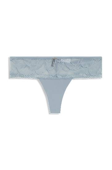 гащички BOSS Microfiber Thong with Peony Lace Синьо | 50545044