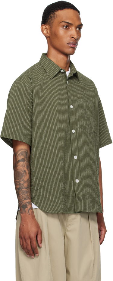 Риза NORSE PROJECTS Norse Projects Mo Oversized Stripe Short Sleeve Shirt Зелено | N40-0829, 1