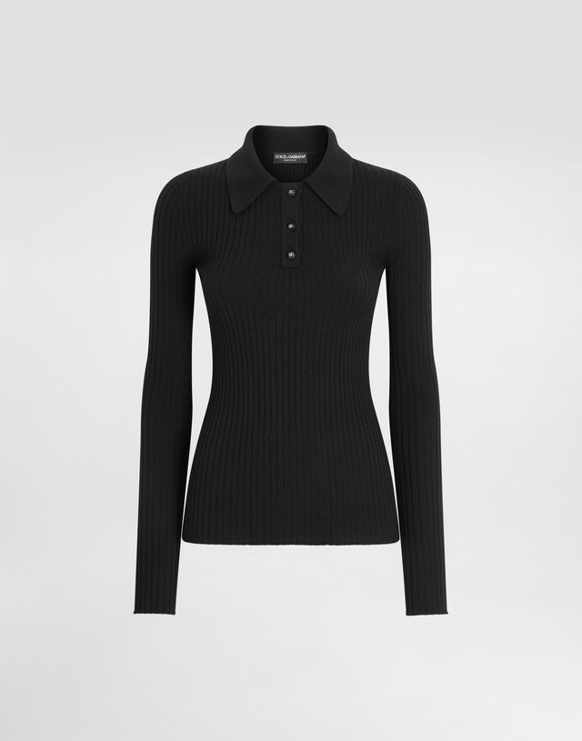 Dolce & Gabbana Women's Ribbed Wool Polo Sweater