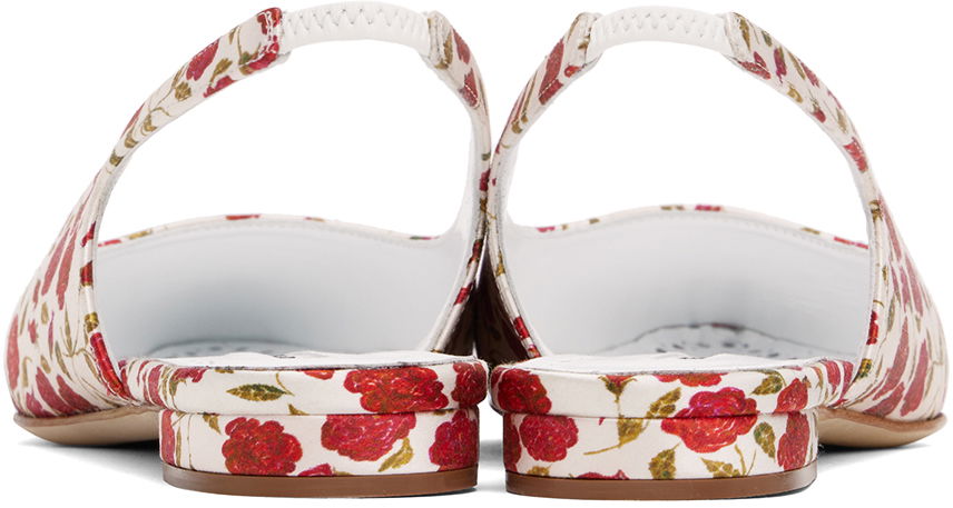 Грижа за обувките Manolo Blahnik Manolo Blahnik Sawra Slingback Ballerina Flats Бяло | 224-1686, 1