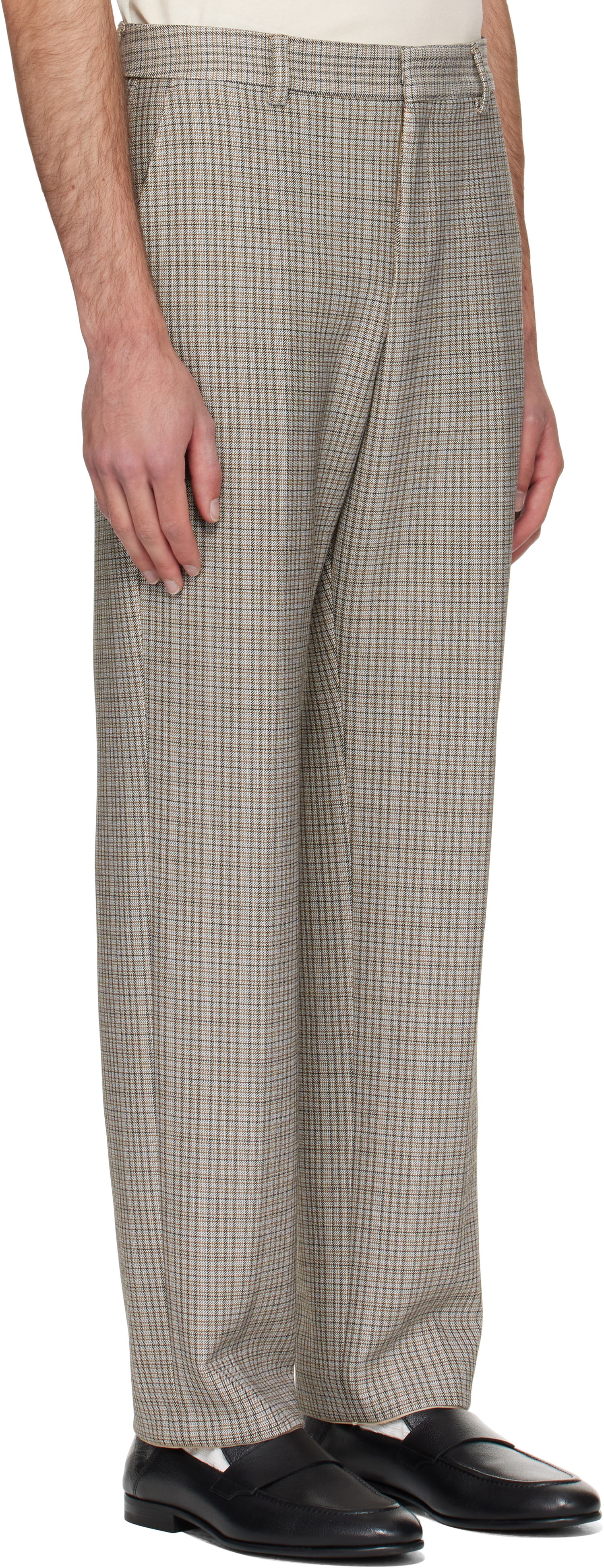 Панталони BOSS BOSS Relaxed-Fit Checked Stretch Trousers Кафяво | 50546061, 1