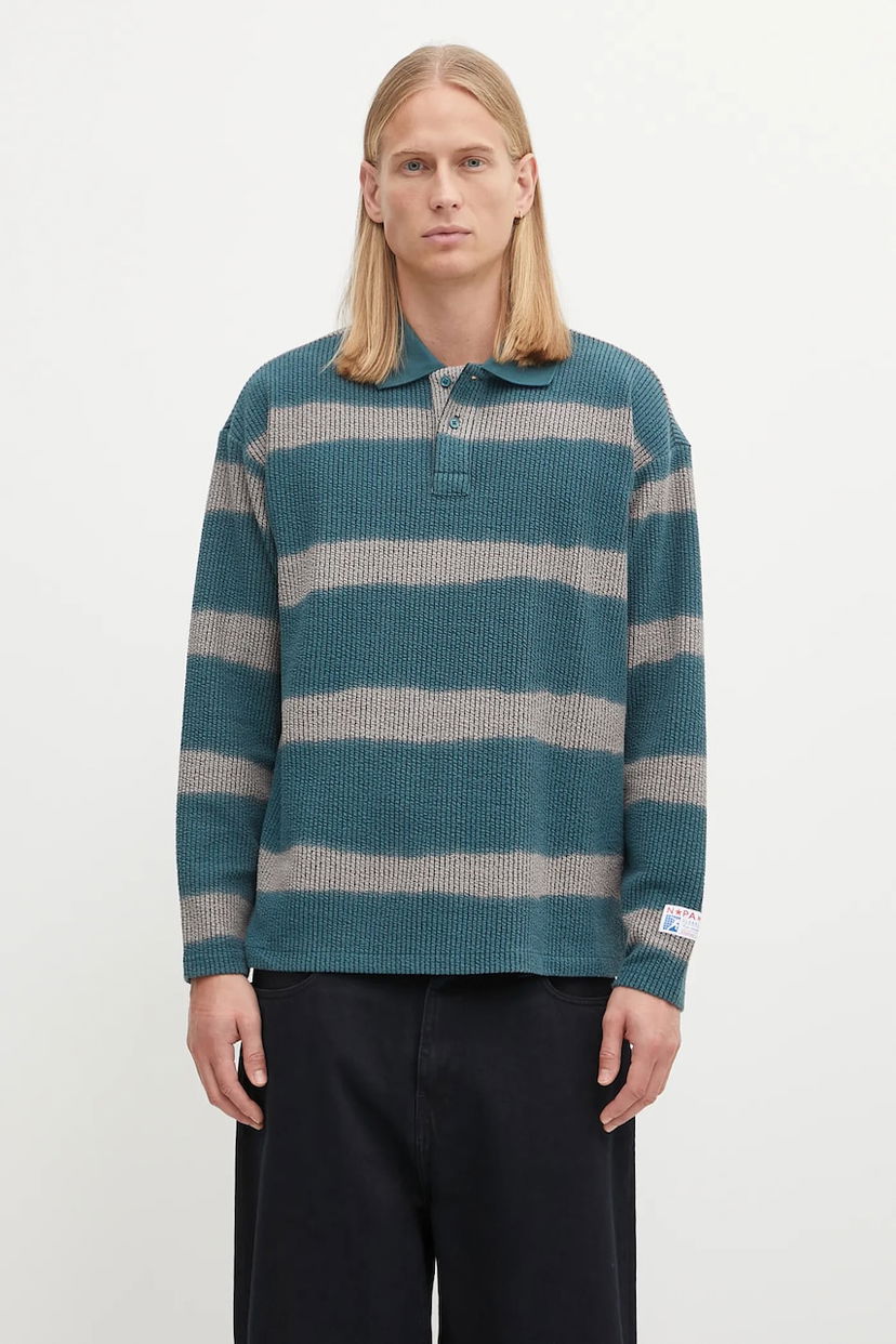Поло тениска Napapijri Martine Rose Striped Knit Long-sleeve Polo Бежово | NP0A4FPHL631