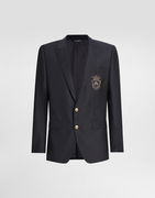 Single-Breasted Wool and Silk Jacket with Patch