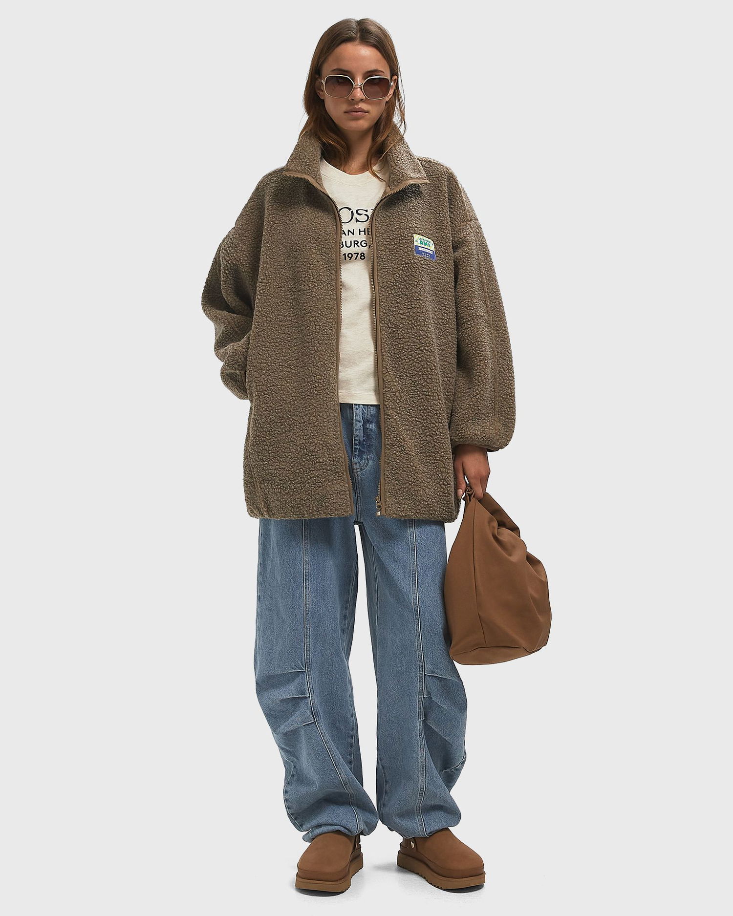 Яке American Vintage Hoktown Fleece Zip-Up Jacket Кафяво | HOK17AH25-MUSCADE-CHINE, 1