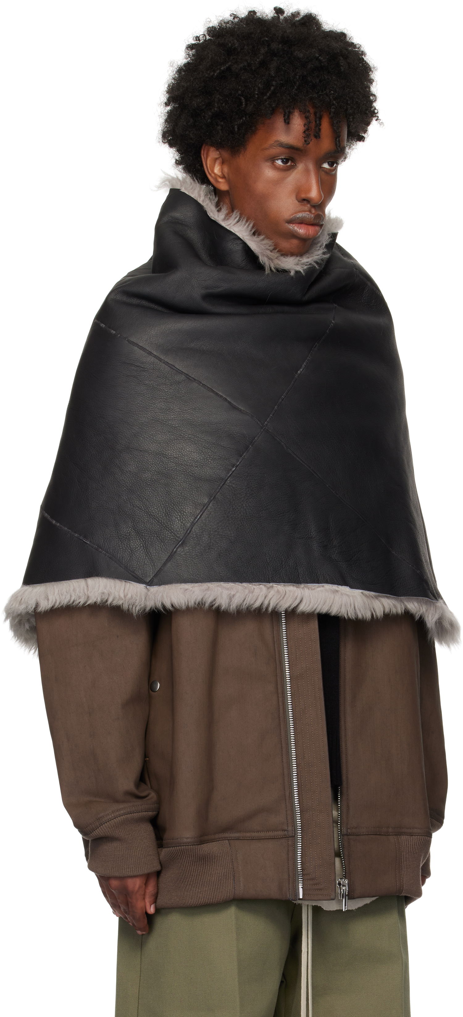 Шал Rick Owens Rick Owens Shearling Reversible Cowl Черно | RU02D6443 LSHTR, 1