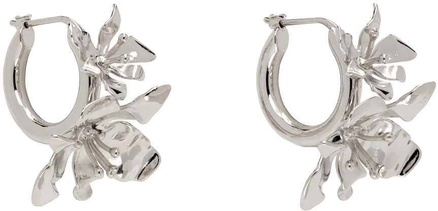 Обеци Acne Studios Silver Flower Hoop Earrings Металик | C50444-, 1