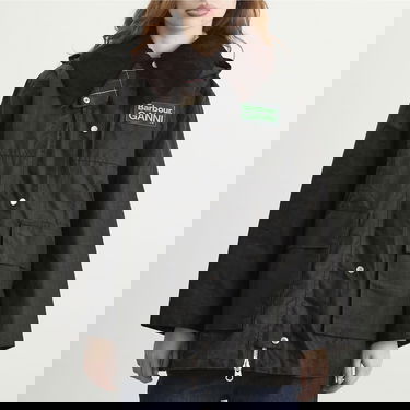 Палта Barbour Barbour x GANNI Hooded Wax Coat in Classic Tartan Зелено | LWX1528TN11, 2