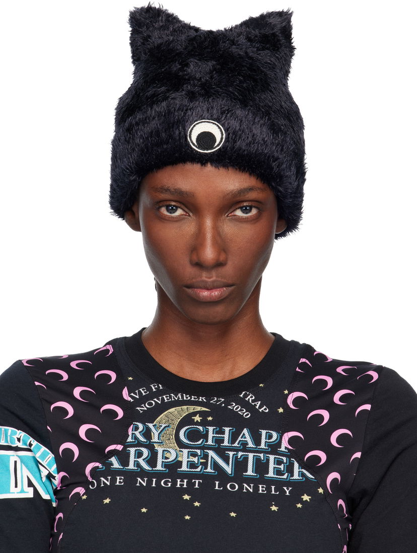 Шапка Marine Serre Marine Serre Wild Fluffy Knit Beanie Черно | UHG068ACKNI0536