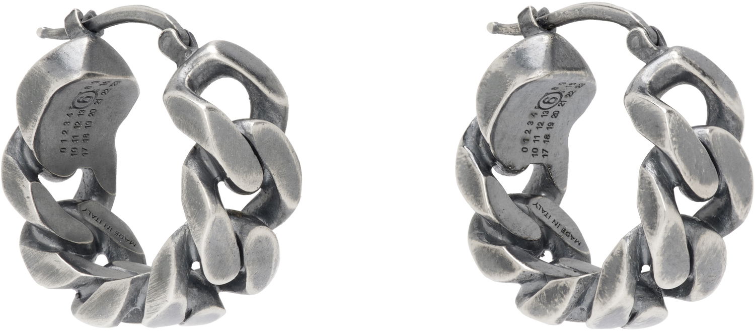 Обеци Maison Margiela MM6 Maison Margiela Silver Twisted Hoop Earrings Металик | SM6VG0100 SV0235, 1
