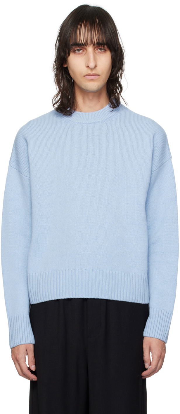 Пуловер AMI Dropped Shoulder Sweater Синьо | UKS034.KN0028, 0