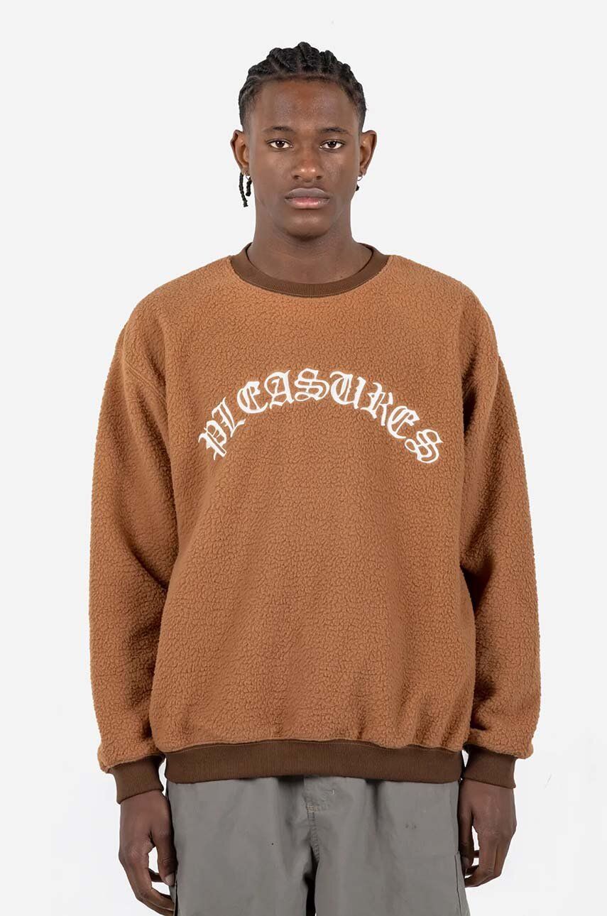 Суитчър Pleasures Sherpa Crewneck Sweatshirt Кафяво | P23SP019, 0