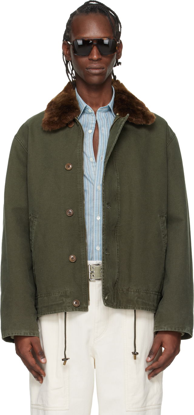Andy Canvas Jacket with Faux-Fur Collar