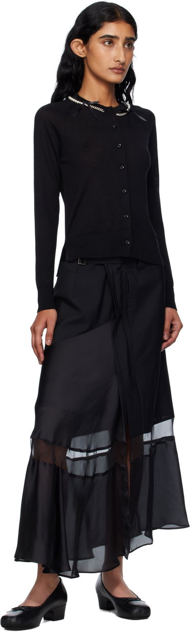 Пуловер Simone Rocha Simone Rocha Pearl & Chain Bow Cardigan Черно | KMK13B 0647, 3