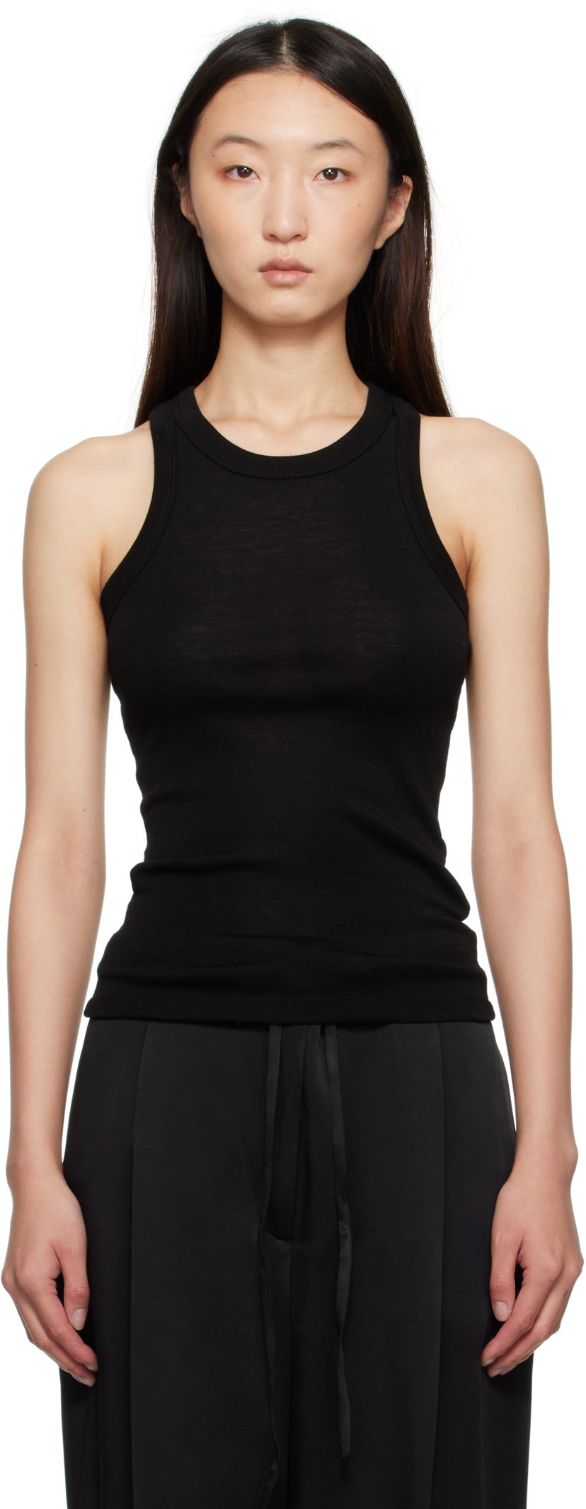 Потник Róhe Róhe Racerback Merino Jersey Tank Top Черно | 416-20-219