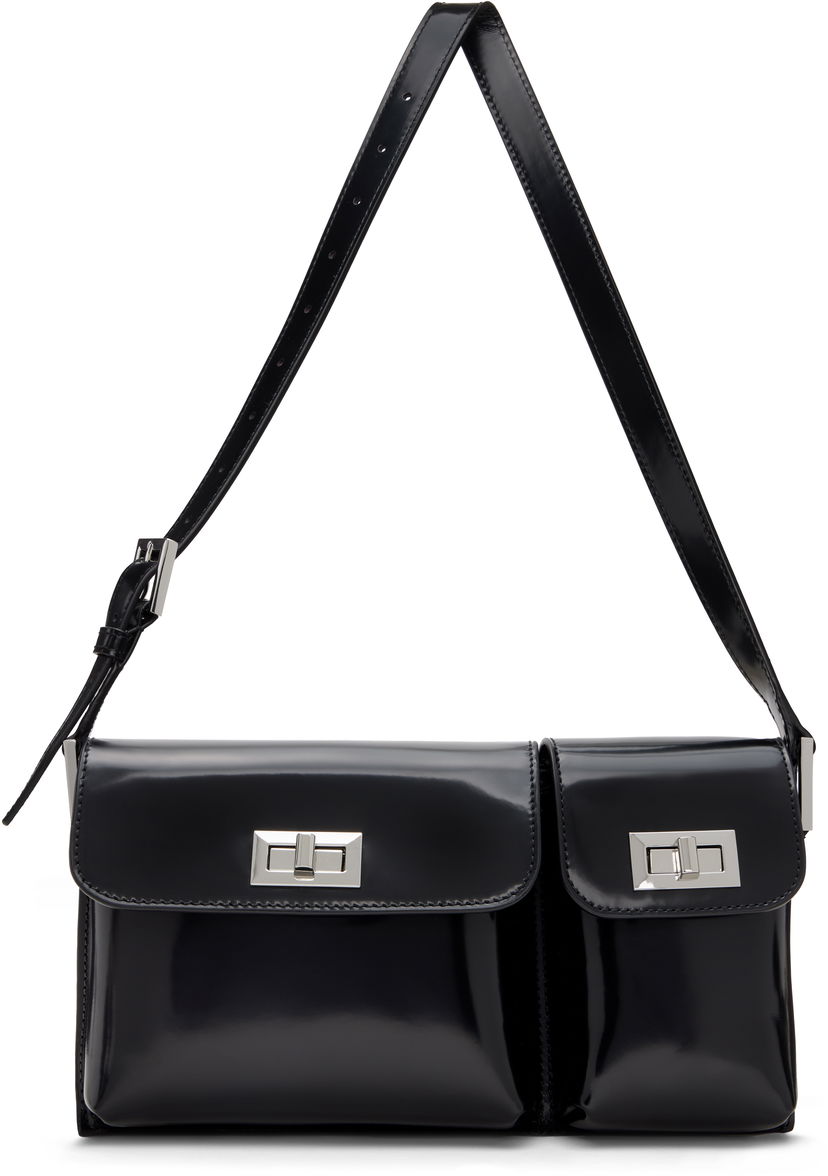 Чанта през рамо BY FAR Semi Patent Leather Shoulder Bag Черно | 20SSBLYSBLWMED