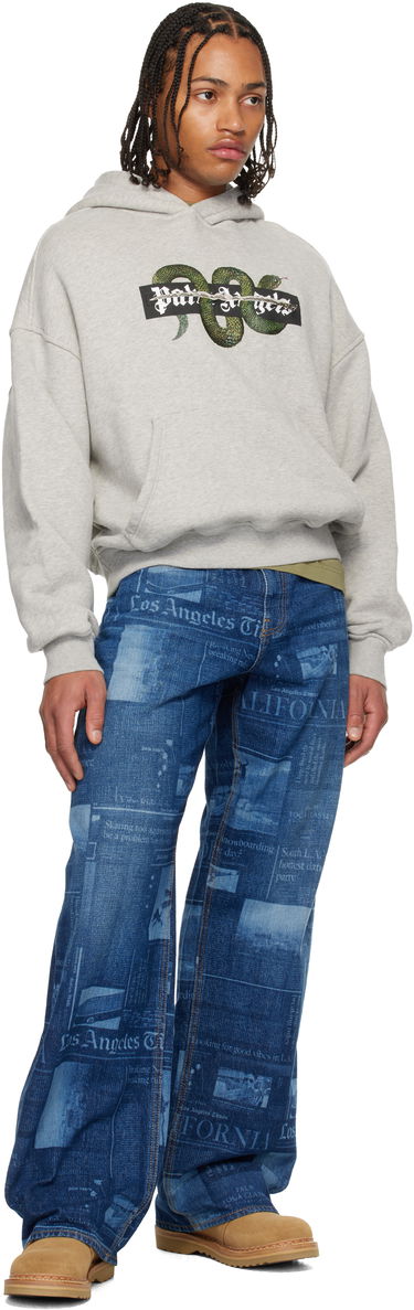 Суитчър Palm Angels Palm Angels Snake Graphic Hoodie Сиво | PMBB17GF25FLE0010855, 3