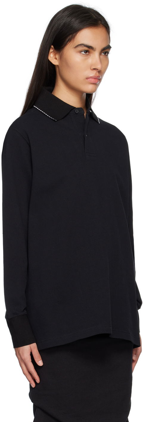Поло тениска We11done We11done Scalloped Edge Long Sleeve Polo Черно | WD-TT1-23-819-U-BK, 1