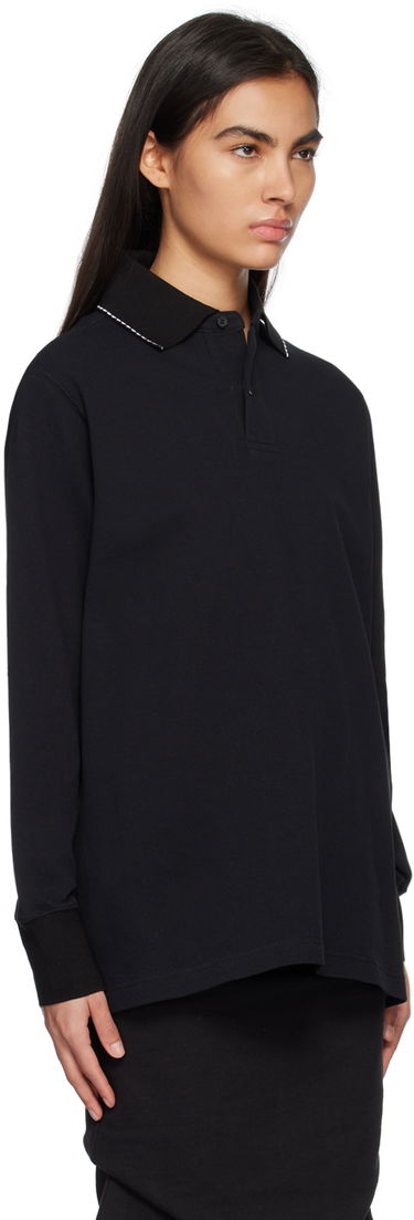 Поло тениска We11done We11done Scalloped Edge Long Sleeve Polo Черно | WD-TT1-23-819-U-BK, 1