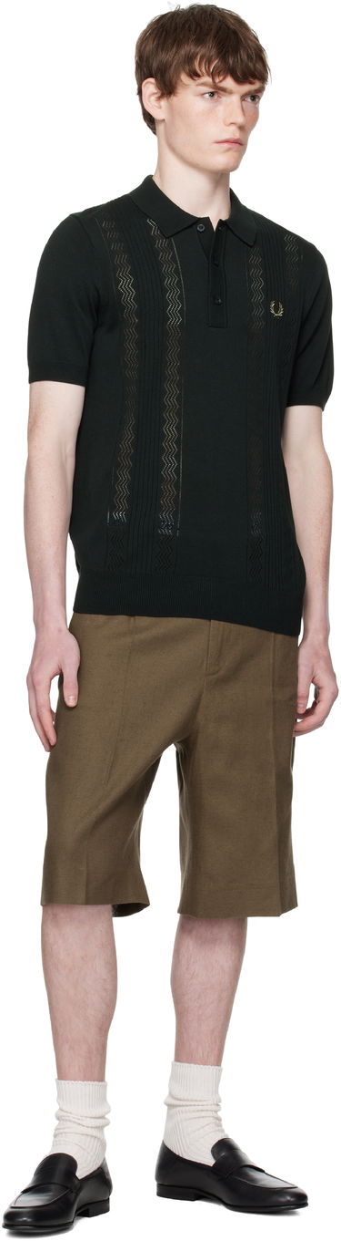 Поло тениска Fred Perry Fred Perry Pointelle Panel Knitted Polo Зелено | K9750, 3