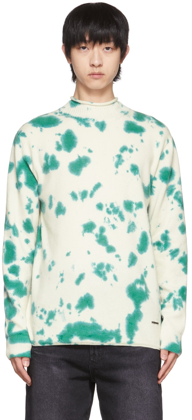 Пуловер We11done Tie-Dye Mock Neck Sweater Зелено | WD-KT1-22-604-U-GR, 0