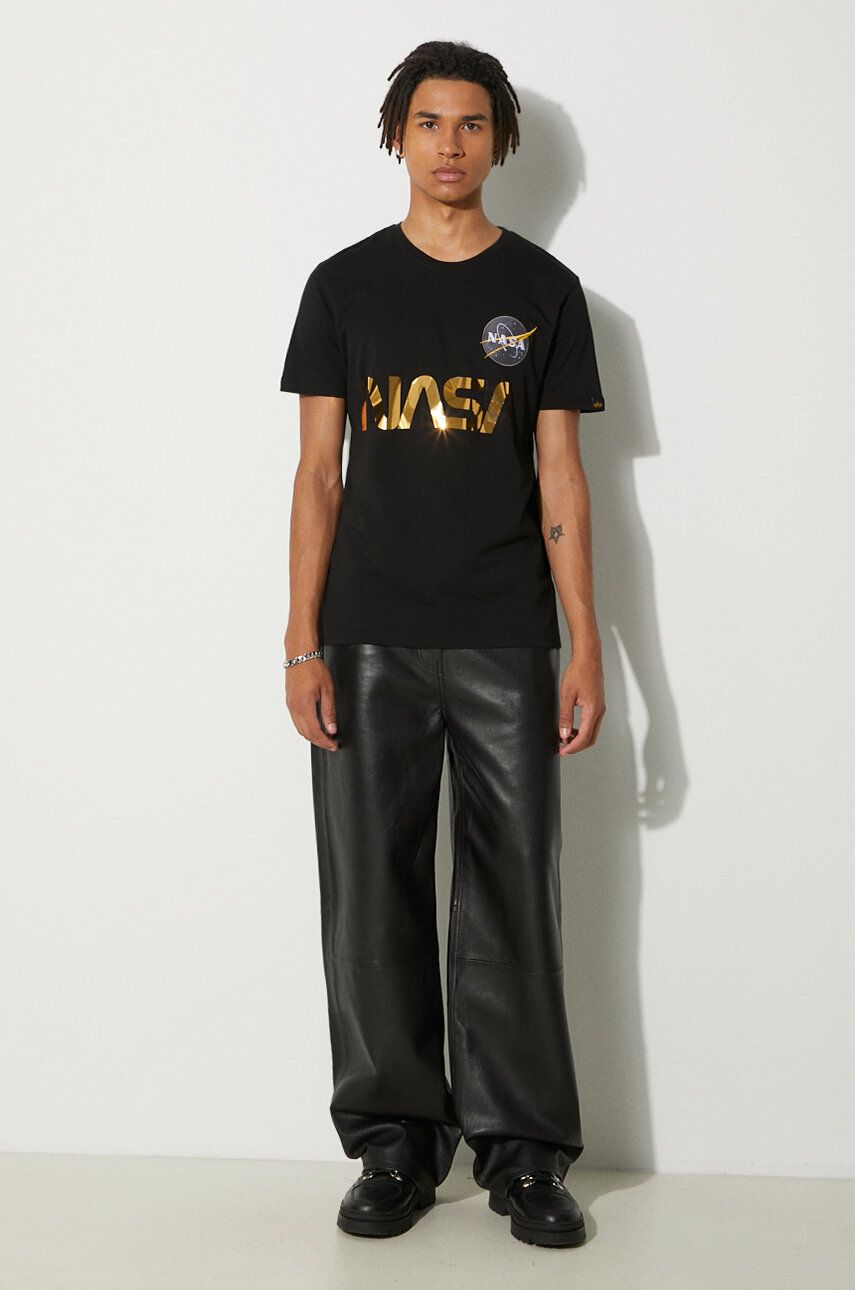 Тениска Alpha Industries NASA Reflective T-Shirt With Print Черно | 178501.365, 1