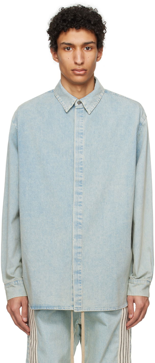 Риза Fear of God Blue Faded Denim Shirt Синьо | FG850-068DNM, 0