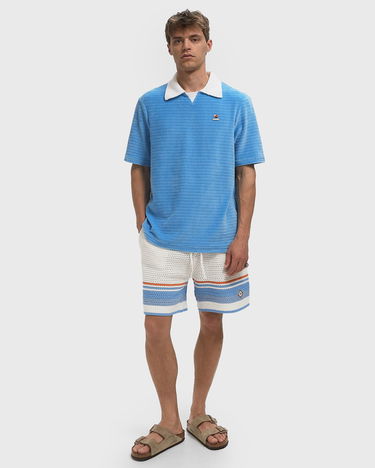 Поло тениска Casablanca Casablanca Velour Stripe Polo Синьо | MPF25-JTP-383-01, 4