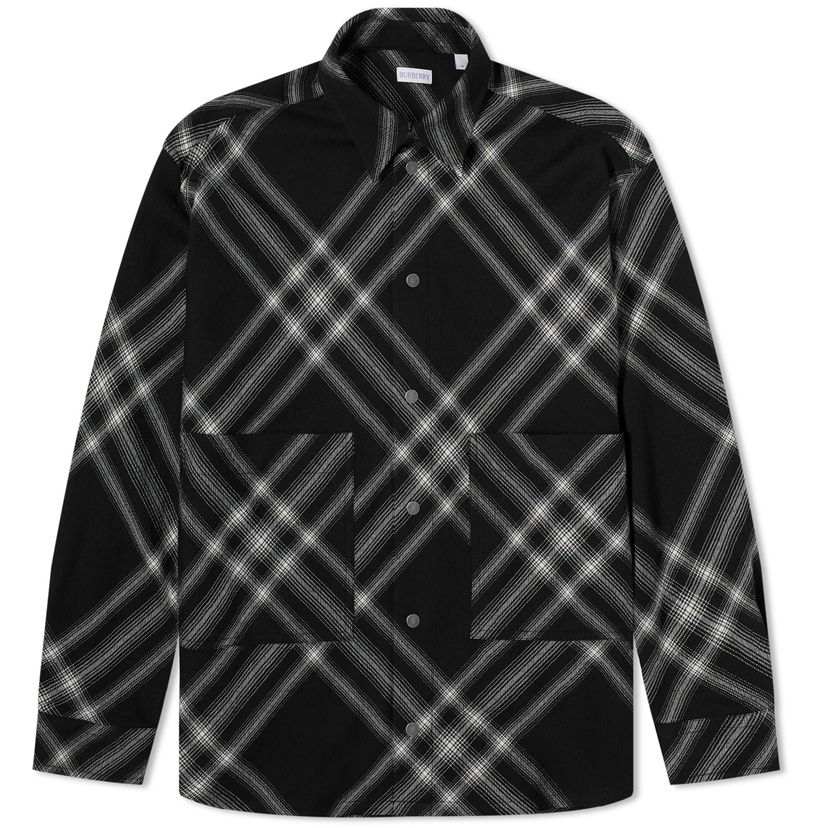 Риза Burberry Monochrome Check Wool Overshirt Черно | 8082423-B6420