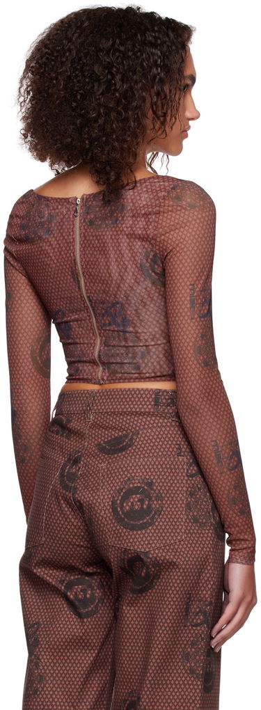 Съкратен топ Miaou Miaou Maude Long Sleeve Corset Top Кафяво | 7065PM1ATL, 2