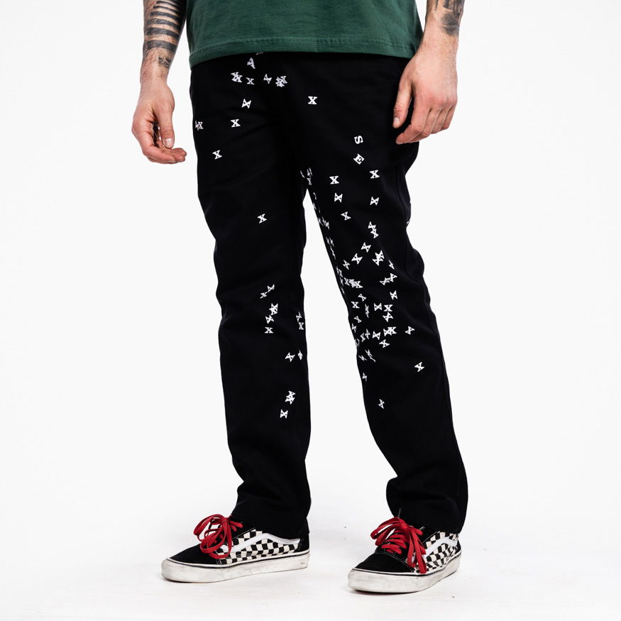 Панталони Pleasures Vomit Printed Trousers Черно | P21W021-BLACK, 0
